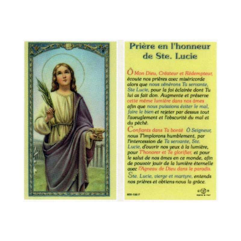 Image Plastifiée Saint Lucie 2.5"x4.5" (6.5x11.5 cm) / un