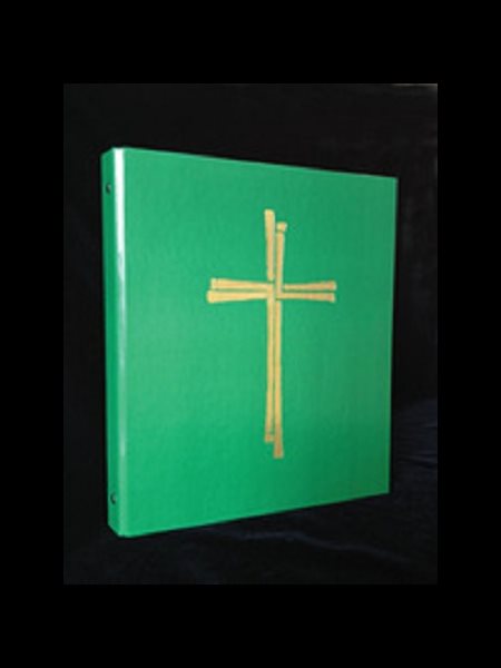 Cahier cartable de cérémonie avec croix dorée - VERT