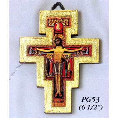 St. Damian Wood Cross, 6.5" (16.5 cm)