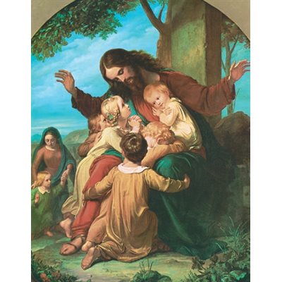 Print Jesus w / childrens 8" x 10" (20 x 25 cm) / un