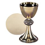 Budded Cross Chalice and Paten Set, 8" H