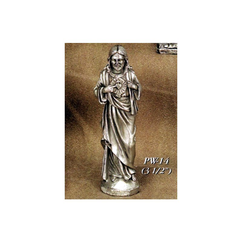 Statue Sacré-Coeur de Jésus 3.5" (9 cm) en étain