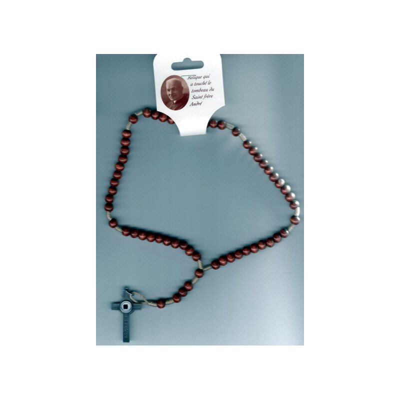 Brother Andre Wood Rosary with relic, 7mm