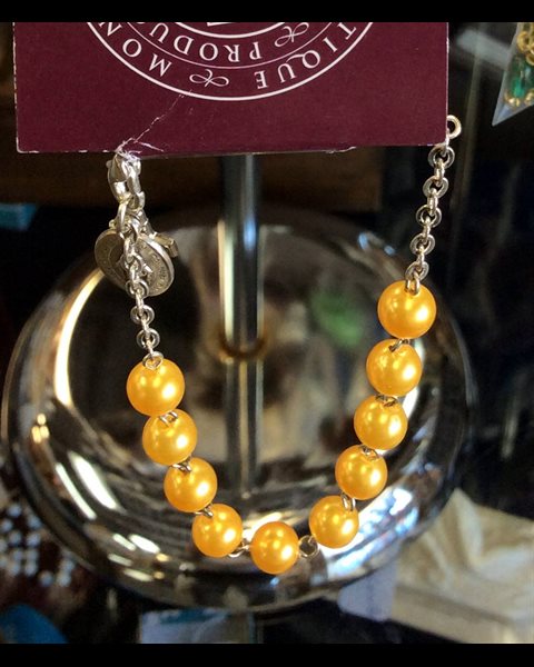 Bracelet dizainier orange imitation de perle, 7mm
