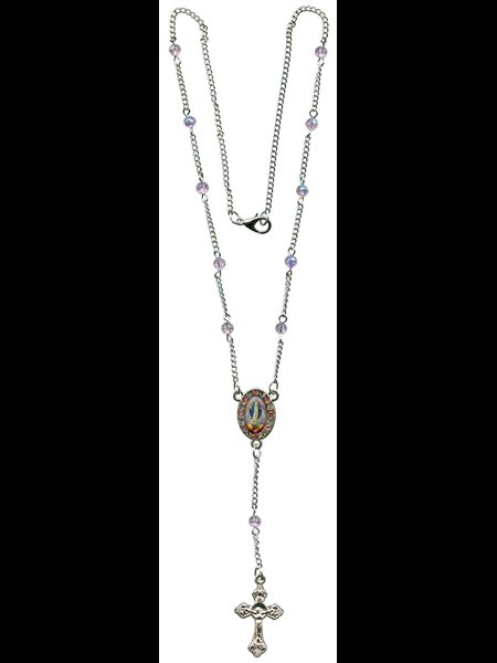 Dizainier necklace, silver chain with 4mm pink grain
