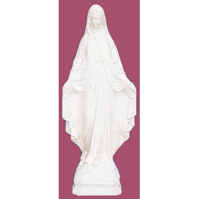 Statue ext. Immaculée Conception 24'' (61 cm) blanche polyu.