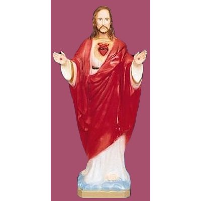 Blessing Sacred Heart Color Vinyl Compo. Outdoor Statue, 24"