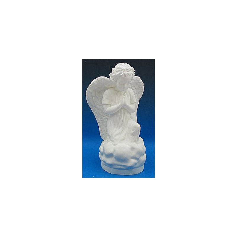 Kneeling Angel White Vinyl Compo. Outdoor Statue, 16"