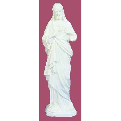 Statue ext. Sacré-Coeur de Jésus 32'' (81 cm) blanche polyu.