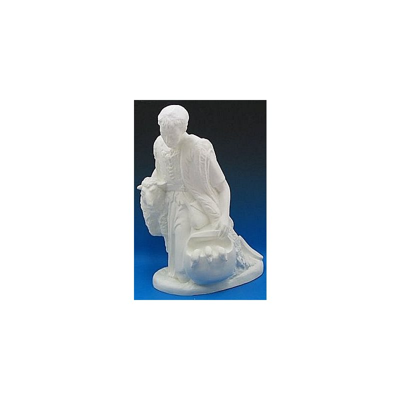 Kneeling Shepherd White Vinyl Compo. Outdoor Fig., 32" H