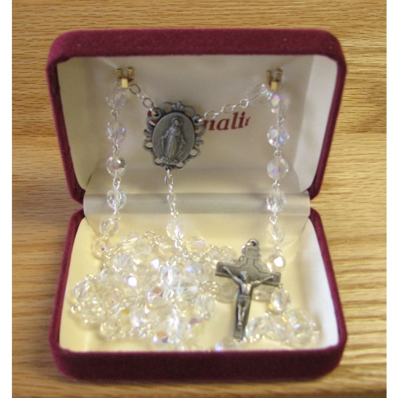 Crystal Rosary with Relic of St. Brother Andre, 8x6 mm