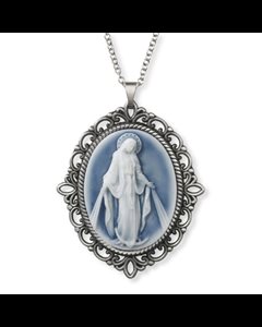 Our Lady of Grace Cameo Pendant 1 1 / 2" with 18" chain