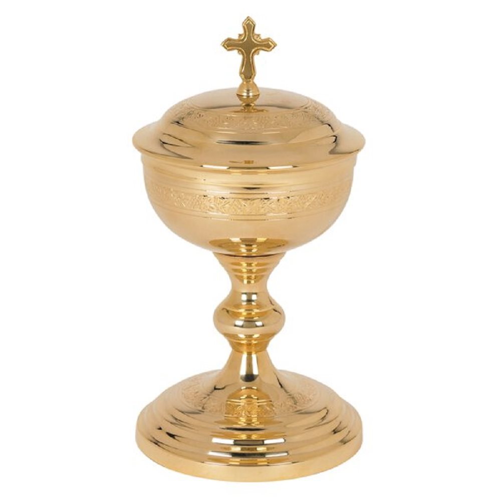 Etched Design Ciborium - 250 hosts, 9 1 / 2" H