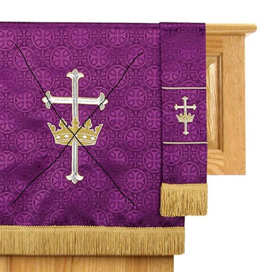 Signet Marque-Page en tissus Jacquard Croix de Malte Violet