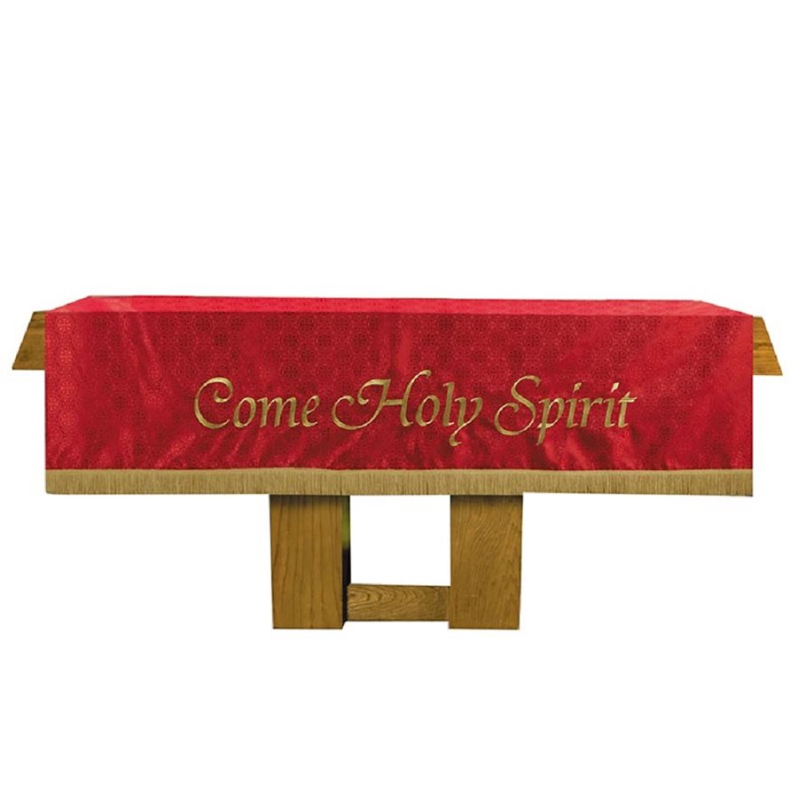 COME HOLY SPIRIT Maltese Cross Jacquard Altar Frontal - Red