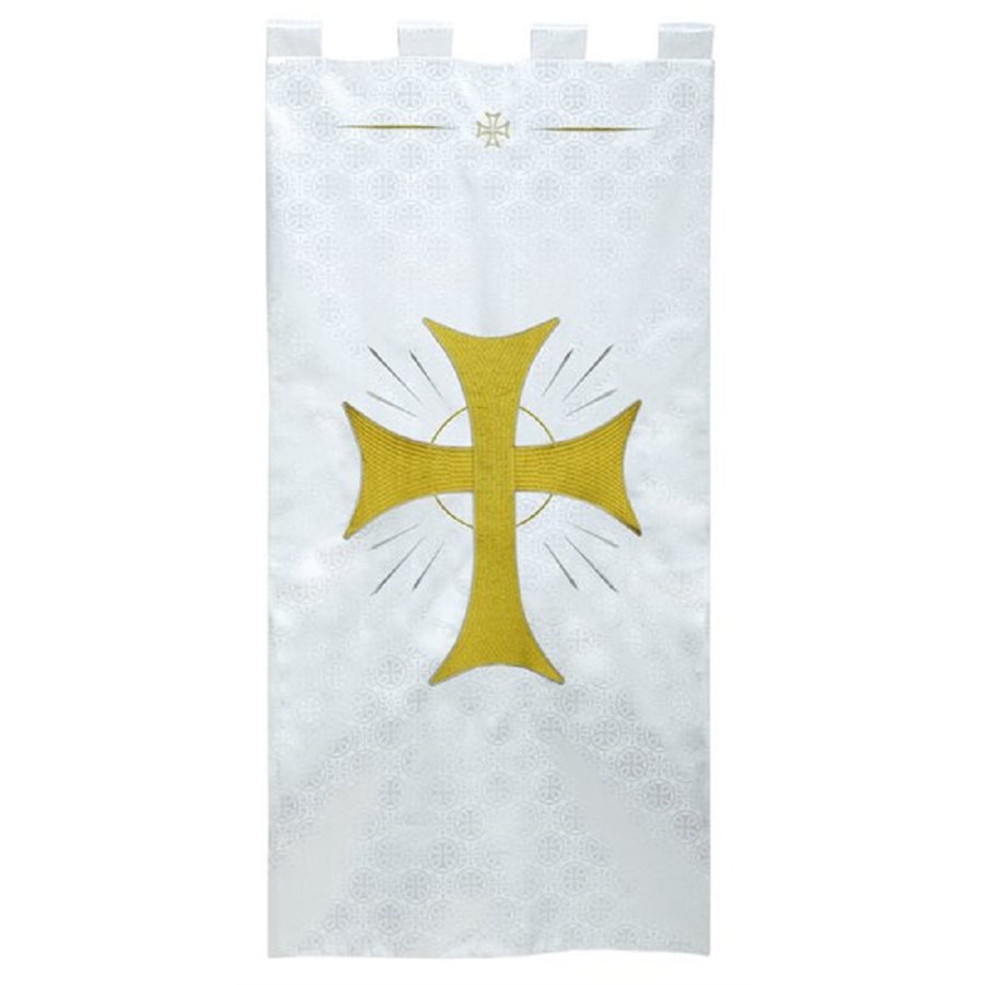 Bannière «Croix Dorée & Blanche» 24" x 48" (61 x 123 cm) / un