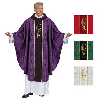 White Chasuble with Velvet Cowl Neck