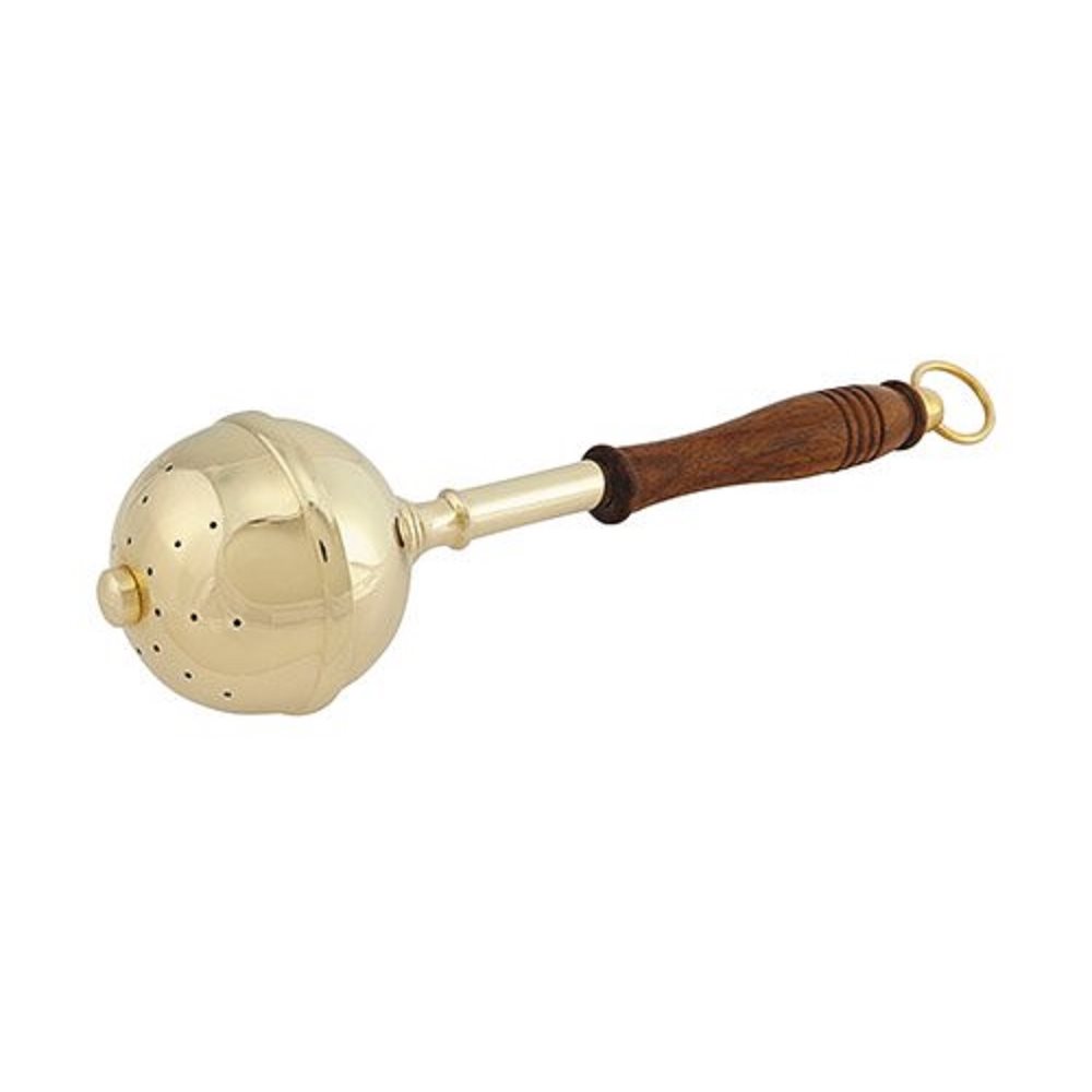 Holy Water Sprinkler Wood / Brass, 11"