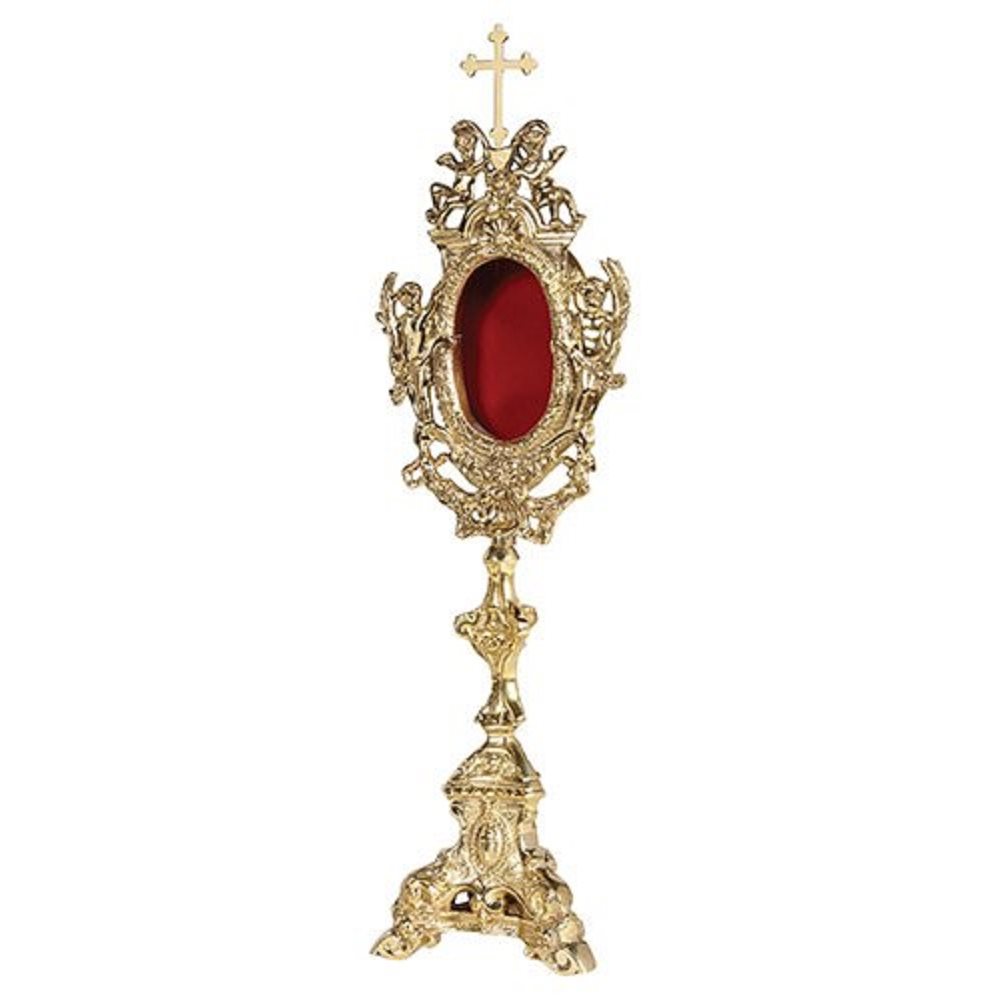 Reliquary with Cross, Brass, 21" Ht.