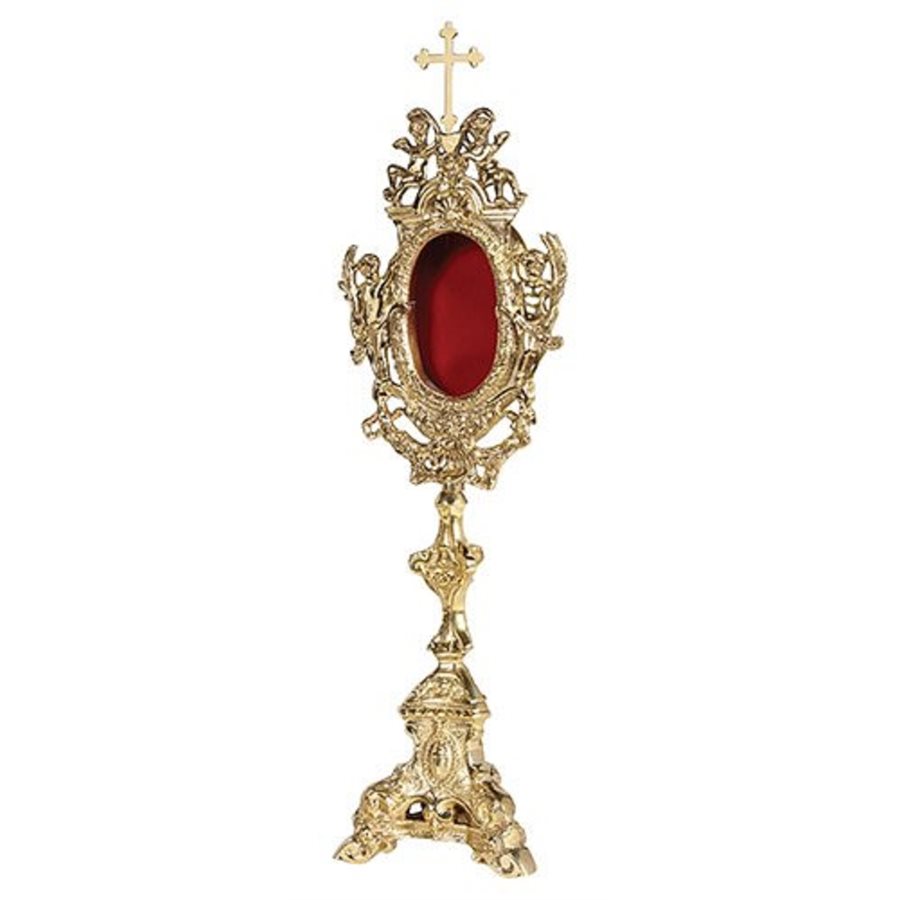 Reliquary with Cross, Brass, 21" Ht.