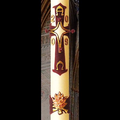 Cierge pascal 2" x 30" Croix Traditionnel Cire