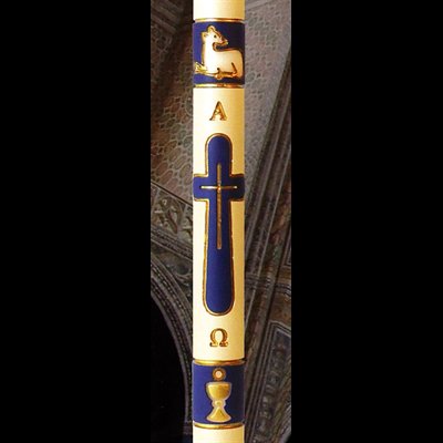 Paschal candle 3" x 48" Blue Eucharist