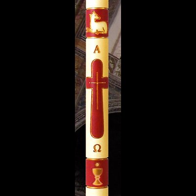 Paschal candle 3" x 36" Red Eucharist