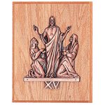Bronze Ressurection Station of the Cross on Wood 8'' x 10''