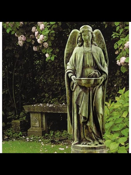 Fiber Stone Holy Water Font Angel 50" (127 cm) Ht.