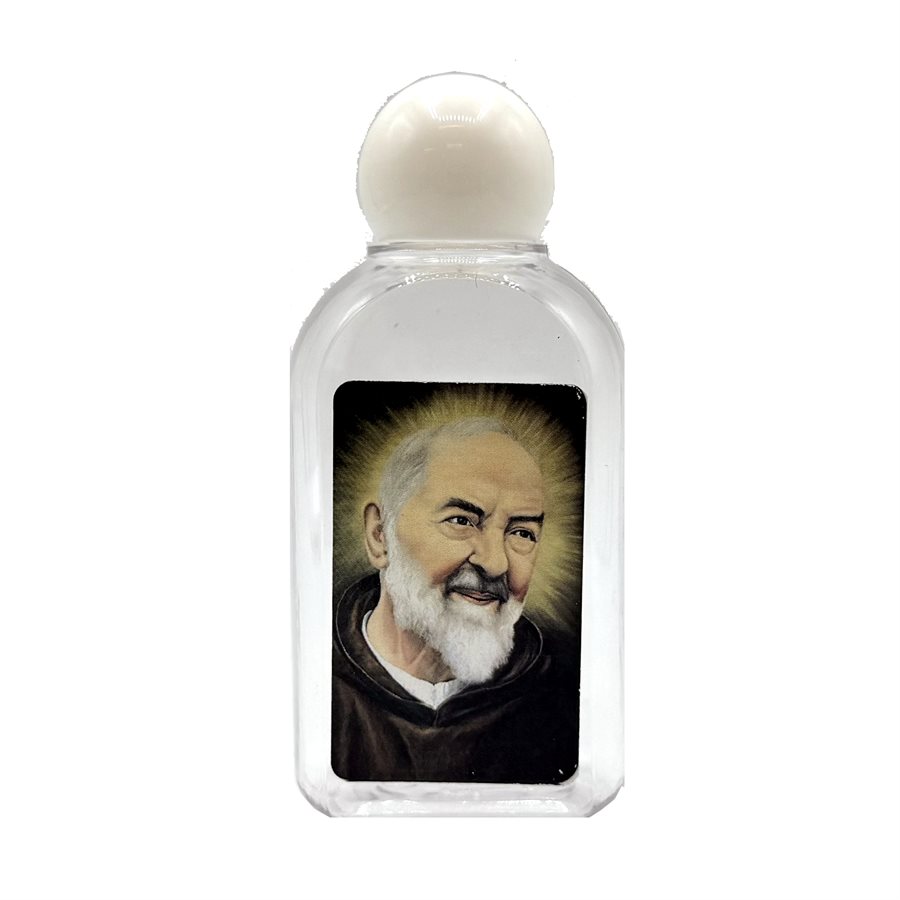 Bouteille eau bénite Padre Pio, 4,5 cm x 9 cm