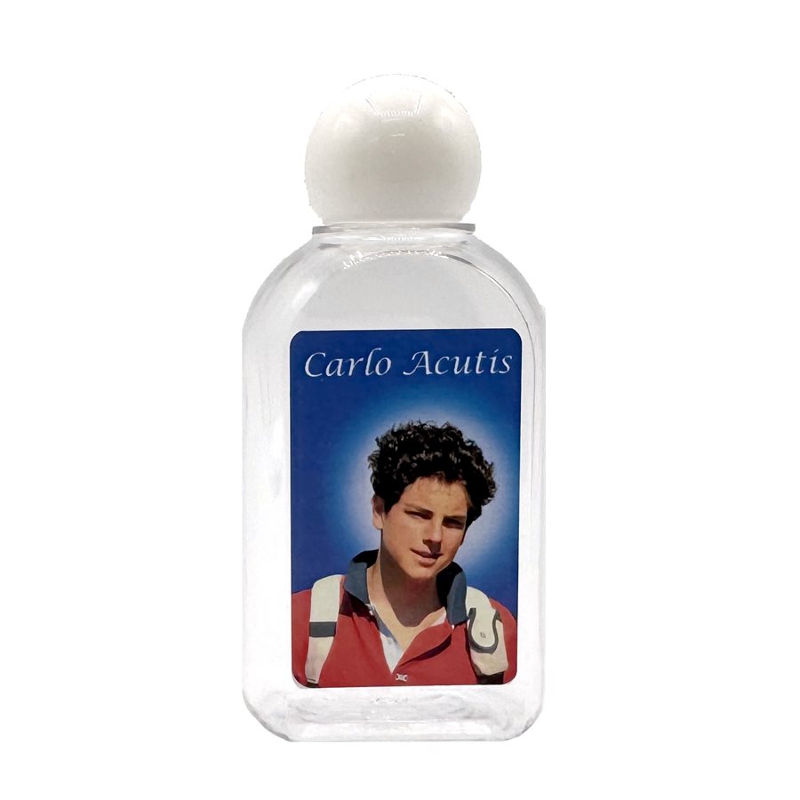 Bouteille eau bénite Carlo Acutis, 4,5 cm x 9 cm