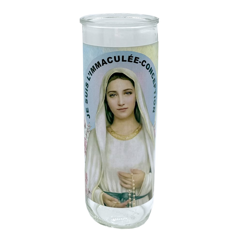Contenant de verre, Notre Dame Lourdes, 7,6 x 21 cm / un Contenant de verre, Notre Dame Lourdes, 7,6 x 21 cm / un