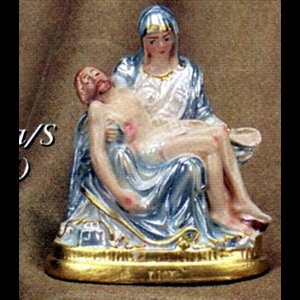 Pieta Pearl Finish Plaster Statue, 3.5" (9 cm)