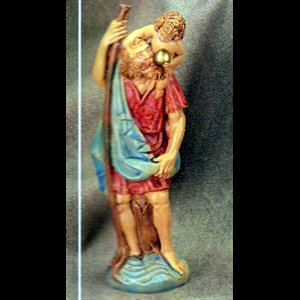 Statue Saint Christophe 8" (20 cm) en résine italienne